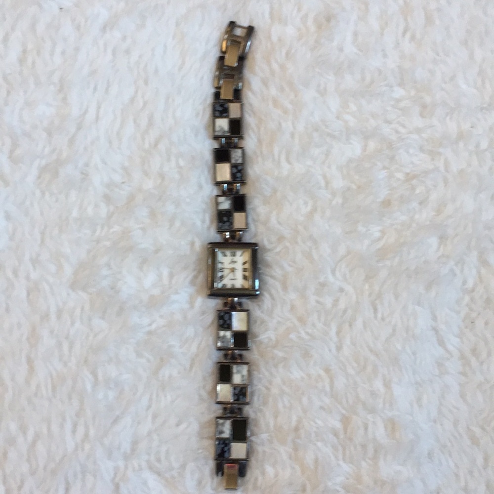 Aria Sterling silver watch inlaid stones